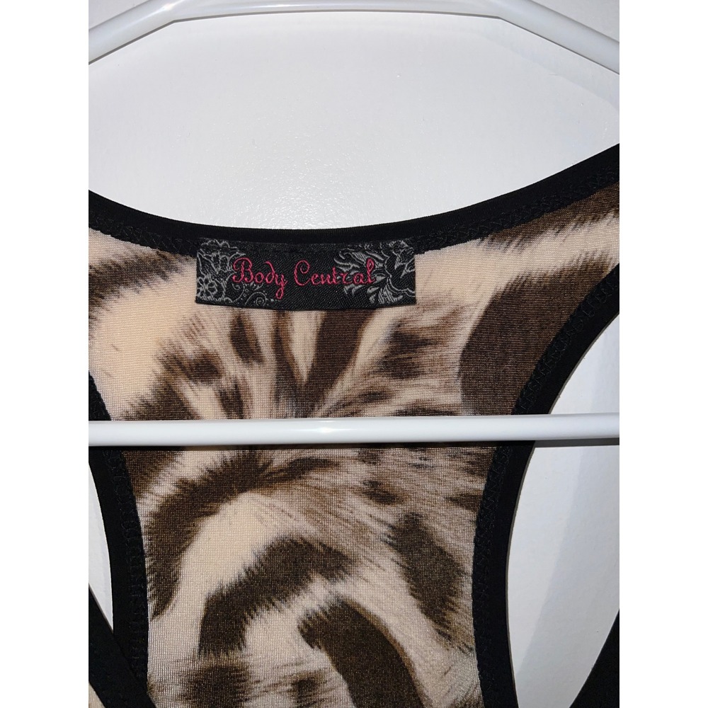 Body Central Womens Leopard Print Racerback Maxi Dress Brown Black Size Small - Picture 2 of 6